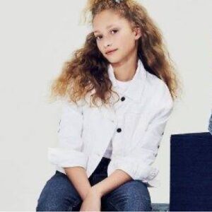 Burberry Kids Girls Mini Me White Logo Denim Jacket Sz 8